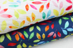 Double Gauze Musselin Bunte Blätter