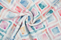 Double Gauze Musselin Digital Geometric Watercolor