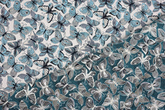 Reststück: 1,00 Meter Dekostoff - Gobelin Doubleface Schmetterlinge blau