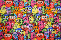 French Terry Digital Bunte Monsterbande