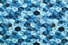 French Terry Blue Cubes Premium Collection