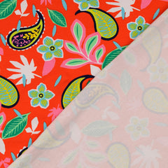 French Terry Retro Flower - rot