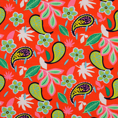 French Terry Retro Flower - rot