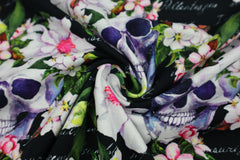 Baumwolljersey Skulls & Flowers Forest Fräulein von Julie