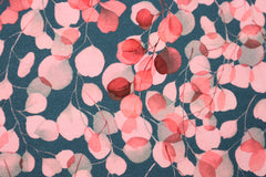 French Terry angeraut Eukalyptus SH - koralle/dunkelgrau