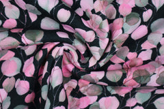 French Terry angeraut Eukalyptus SH - rosa/schwarz