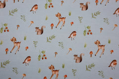 Interlock Jersey Waldtiere - hellblau