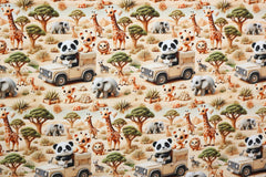 Baumwolljersey Digital Safari Tiere