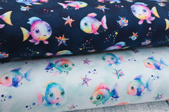 Baumwolljersey Digital Bunte Fische