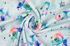 Baumwolljersey Digital Bunte Fische