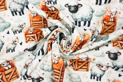 Baumwolljersey Digital Farm Animals