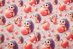 Reststück: 1,20m - Baumwolljerey Digital rosa süße Igel