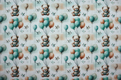 Reststück: 0,70 m Jersey-Digital-Teddybär mit Luftballons