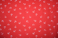 Reststück: 1,50 m - Baumwolljersey-East-Coast-Anchor- rot