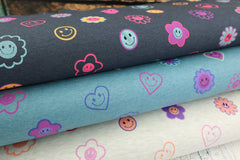 Baumwolljersey Melange Glitter Smiley