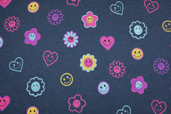 Baumwolljersey Melange Glitter Smiley