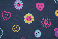 Baumwolljersey Melange Glitter Smiley