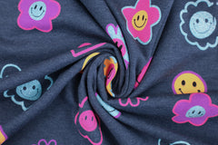 Baumwolljersey Melange Glitter Smiley