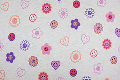 Baumwolljersey Melange Glitter Smiley