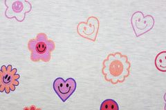 Baumwolljersey Melange Glitter Smiley