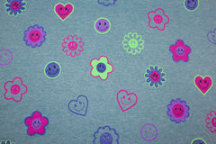 Baumwolljersey Melange Glitter Smiley