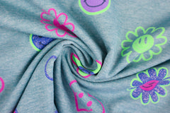 Baumwolljersey Melange Glitter Smiley