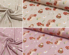 Baumwolljersey Digital Ladybug & Flowers