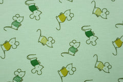 Reststück: 1,00m Baumwolljersey mint kleine Mäuse