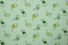 Reststück: 1,00m Baumwolljersey mint kleine Mäuse