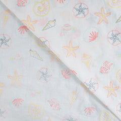 Bestickte Baumwolle White Sea by Qjutie