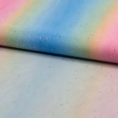 Tüll Stoff Soft Rainbow Glitter