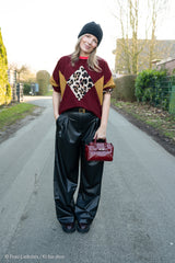 Panel French Terry Geoluxe Argyle by ki-ba-doo - Leo 338 burgundy