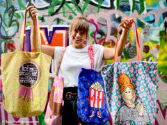 Canvas Panel Cherry Picking Bag - "not my circus" + Dackel