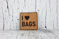 Kunstleder Label/Aufnäher I ♥ Bags - kork