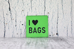 Kunstleder Label/Aufnäher I ♥ Bags - neongrün