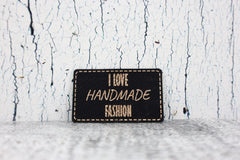 Kunstleder Label/Aufnäher Handmade Fashion - schwarz