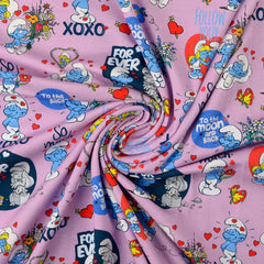 Lizenz Baumwolljersey Digital Die Schlümpfe - flieder