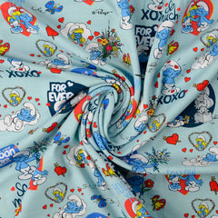 Lizenz Baumwolljersey Digital Die Schlümpfe - hellblau