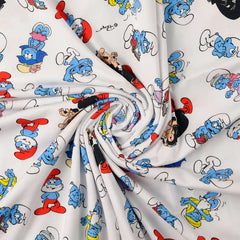 Lizenz Baumwolljersey Digital Die Schlümpfe - weiß