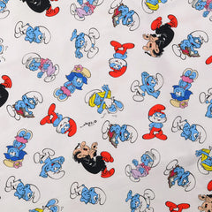 Lizenz Baumwolljersey Digital Die Schlümpfe - weiß