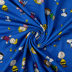 Lizenz Baumwolljersey Digital Peanuts - blau