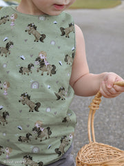 Baumwolljersey I love Ponys by Sabine Marschall salbei