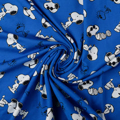 Lizenz Baumwolljersey Digital Peanuts - blau