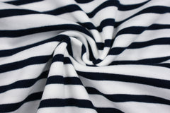 Reststück : 0,85 Meter- Punta di Roma Streifen marine weiß