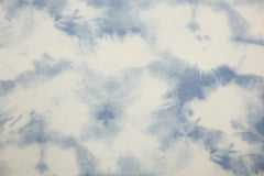 Reststück: 1,00m - French Terry Batik Optik hellblau weiß