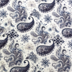 Double Gauze Musselin Digital Blue Paisley