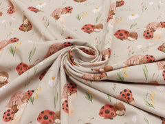 Baumwolljersey Digital Ladybug & Flowers