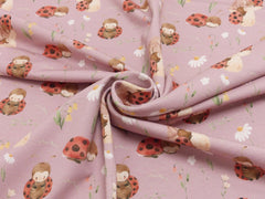 Baumwolljersey Digital Ladybug & Flowers