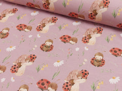 Baumwolljersey Digital Ladybug & Flowers