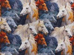 Baumwoll Popeline Digital Pferde